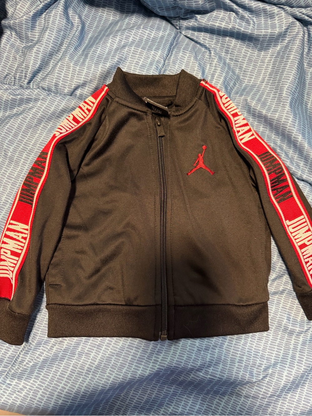 Jordan toddler black long sleeve zip up lightweight jacket size 12m